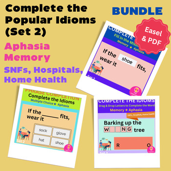 Preview of BUNDLE Complete the Idioms - Set 2 - Aphasia, Memory Activity - Adult Therapy