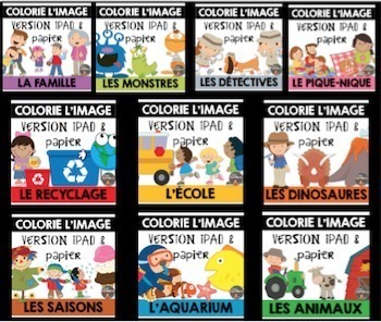 Preview of FRENCH READING COMPREHENSION Distance Learning - Colorie l'image - BUNDLE