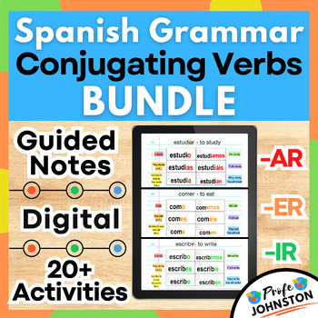 Preview of Conjugating -AR -ER -IR Verbs • Spanish Notes & Practice Activities • Slides