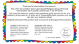 BUNDLE Conversation Card Question Sets and Game Board