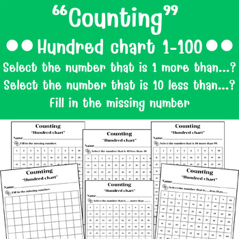 Preview of BUNDLE Counting Hundred chart 1-100 Math Digital resource