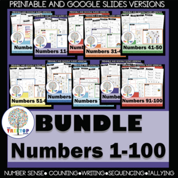 Preview of BUNDLE - Counting and Writing Numbers 1-100 - Printable & Digital