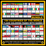 BUNDLE Countries of the World Flags Coloring Pages with Names