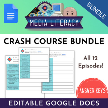 Preview of BUNDLE: Crash Course Media Literacy All Episodes #1-#12 EDITABLE Google Docs