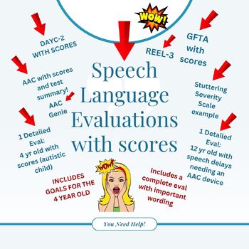 Preview of BUNDLE DEAL: All 6 Speech Evaluations with Goals and Scores Ages 2-12 years!