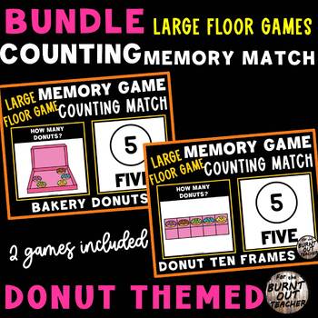 Preview of BUNDLE DONUT TEN FRAMES LARGE FLOOR MEMORY COUNT & MATCH GAMES COUNTING MATCHING