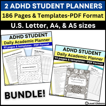Preview of BUNDLE, Daily Student Planner for ADHD High School & Middle School Students
