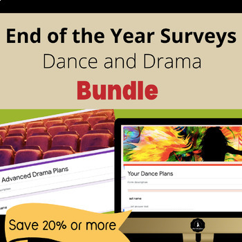 Preview of BUNDLE Dance & Drama End of Year Digital 17 EDITABLE Surveys for Middle and High