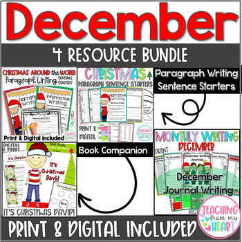 Preview of BUNDLE:  December Journal, Christmas Paragraph Writing, It's Christmas David!