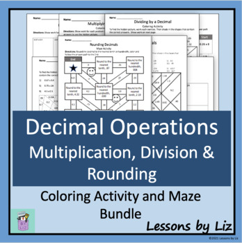 Preview of BUNDLE - Decimal Multiplication/Division/Rounding Coloring Activities and Mazes