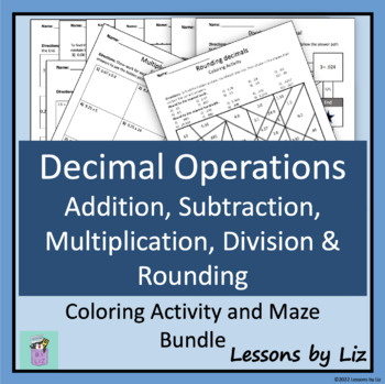 Preview of BUNDLE - Decimal Operations & Rounding Coloring Activities and Mazes
