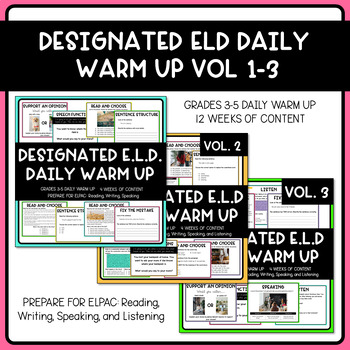 Preview of BUNDLE: Designated ELD Daily Warm Up Vol 1-3