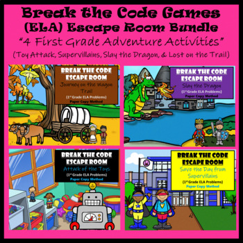 Preview of 1st Grade Reading | BUNDLE | 4 Fun Escape Rooms | Digital & Classroom | Teamwork
