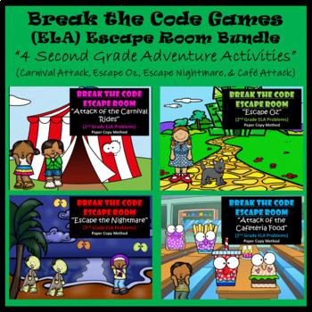 Preview of 2nd Grade Reading | BUNDLE | 4 Fun Escape Rooms | Digital & Classroom | Teamwork