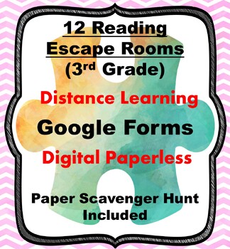 Preview of 3rd & 4th Grade Reading | BUNDLE | 12 Escape Rooms | Digital & Classroom | Team