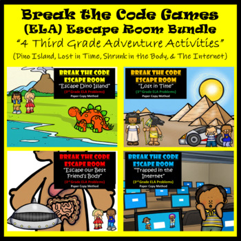 Preview of BUNDLE | 3rd & 4th Grade Reading | 4 Fun Escape Rooms | Digital & Class | Team