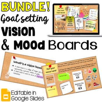 Preview of BUNDLE: Digital Goal Setting Vision and Mood Board Activities Back to School