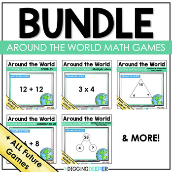 Preview of BUNDLE Digital Math Fact Fluency Games - Around the World