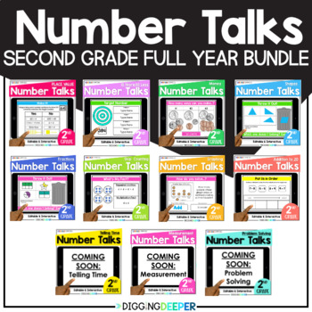 Preview of BUNDLE Digital Number Talks Second Grade Math Warm Ups
