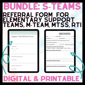 Preview of BUNDLE: Digital & Paper S-Team Referral Form- Elem Support Teams, MTSS, S-Team