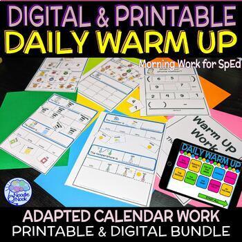 Preview of BUNDLE: Digital and Printable Daily Warm Up for Calendar Skills in Life Skills