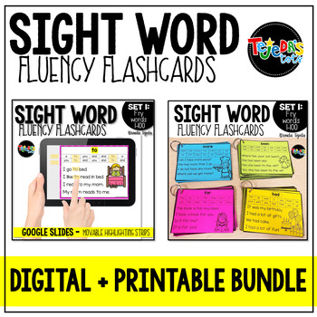 Preview of BUNDLE: Digital and Printable Sight Word Fluency Cards | Distance Learning