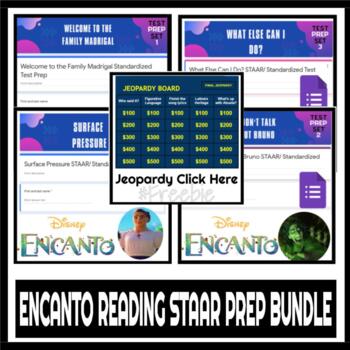 Preview of BUNDLE Disney's Encanto STAAR Comprehension | PDF Google Forms & Task Cards |