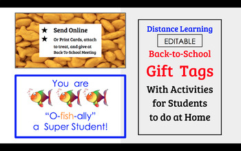 Preview of BUNDLE Distance Learning:  EDITABLE Activities & Gift Tags, Back to School