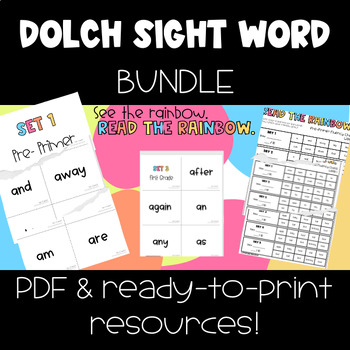 Preview of BUNDLE!! Dolch Sight Word Flash Cards & Activities