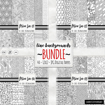Preview of BUNDLE | Doodle Papers, Black and White Coloring Background, Line Art