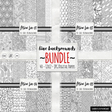 BUNDLE | Doodle Papers, Black and White Coloring Backgroun