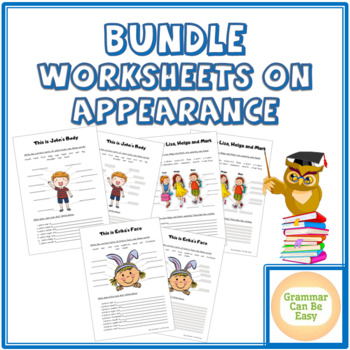 bundle worksheets appearance in english digital printable vocabulary exercises