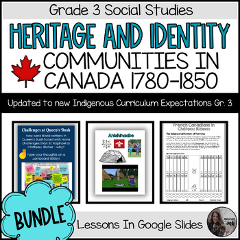 Preview of Early Communities in Canada 1780-1850 - Grade 3 Digital lesson & workbook BUNDLE