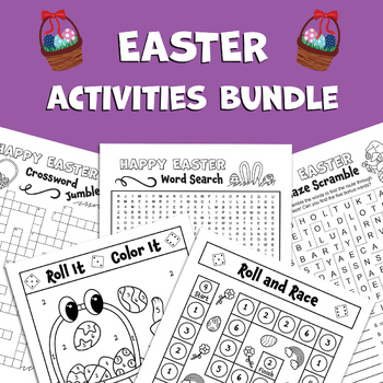 Preview of BUNDLE: Easter Games | Word Search | Color by Number | Roll and Race Dice Game