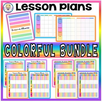 BUNDLE! Editable & Printable Lesson Plans Template Sets - COLORFUL