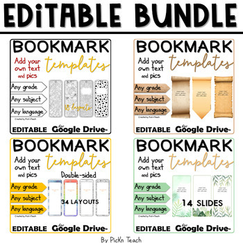 Preview of BUNDLE Editable BOOKMARK Templates Create your own bookmarks !