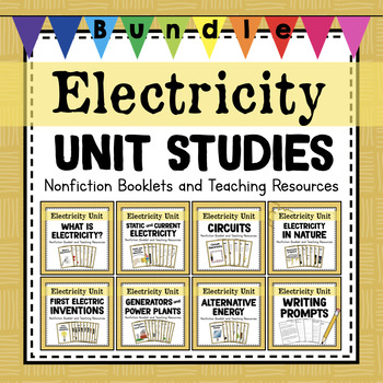 Preview of BUNDLE: Electricity Unit Study | Electricity Books, Worksheets, Writing Prompts