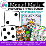 8 x  Mental Math Dice Fitness Fun Games for PE, Brain Brea