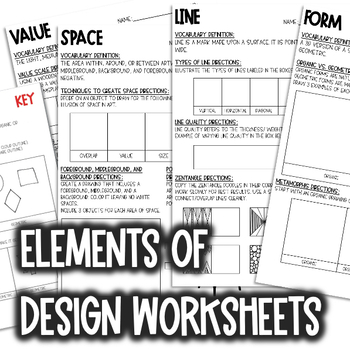 Preview of BUNDLE: Elements of Design Worksheets