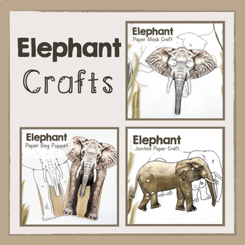 Preview of BUNDLE | Elephant | Printable Paper Craft Templates | Elephants