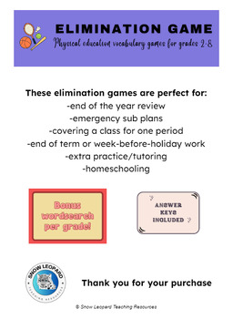 Preview of BUNDLE! Elimination games for all subjects - based on Ontario curriculum