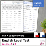 BUNDLE: English Placement Test - Versions A and B - multip