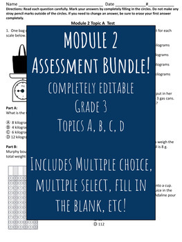 Preview of BUNDLE! Eureka Squared Aligned Module 2 Assessment  Quiz Test Grade 3 - Editable