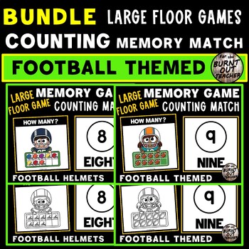 Preview of BUNDLE FOOTBALL 10 FRAMES LARGE FLOOR MEMORY COUNT MATCH GAMES COUNTING MATCHING