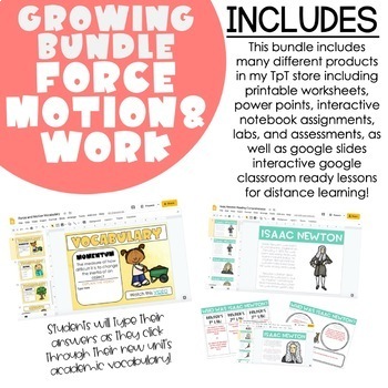 Preview of BUNDLE: FORCE, MOTION & WORK - Digital and Printable