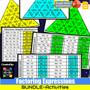 Preview of BUNDLE-Factoring Expressions-Activities-GoogleSlides/Powerpoint