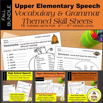 Preview of FALL Upper Elementary Speech Therapy Vocabulary & Grammar Bundle