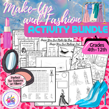 Preview of BUNDLE - Fashion Makeup Activity Pages Coloring Sketch Design Digital Files