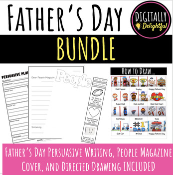 Preview of BUNDLE: Father's Day 2024 Persuasive Writing and Directed Drawing