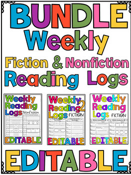 Preview of EDITABLE Skills Based Weekly Reading Logs ( Fiction & Nonfiction )